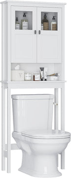 Spirich Bathroom Over the Toilet Storage Cabinet with Glass Doors, White - Image 8