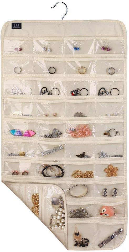 BB Brotrade Hanging Jewelry Organizer,Accessories Organizer,80 Pocket Organizer for Holding Jewelries（Beige） - Image 2