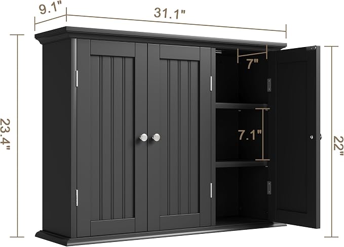 ChooChoo Laundry Cabinet with 3 Doors and Adjustable Shelves - Image 3