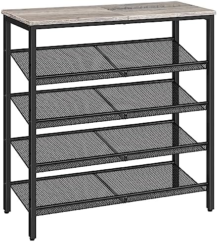 HOOBRO Shoe Rack for Entryway, 5-Tier Shoe Organizer with Adjustable Mesh Shelves, 16-20 Pairs of Shoes, Spacious Floor Mount, Metal, Industrial, Shoe Shelf for Closet, Greige BG12XJ01 by HOOBRO