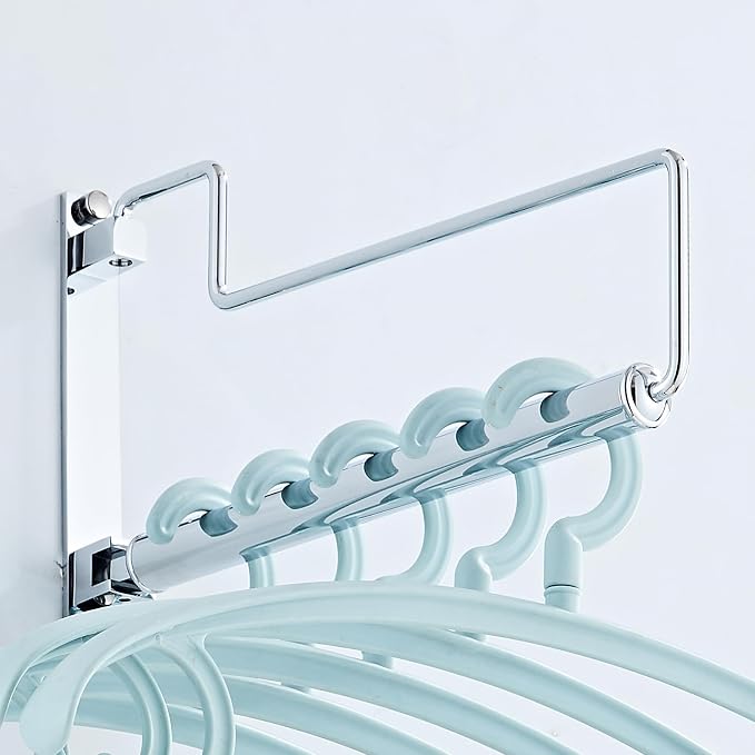 NEWRAIN Chrome Clothes Drying Rack, Wall Mounted Swing Arm Hanger for Laundry Room, Garage, Indoor & Outdoor Use - Image 8