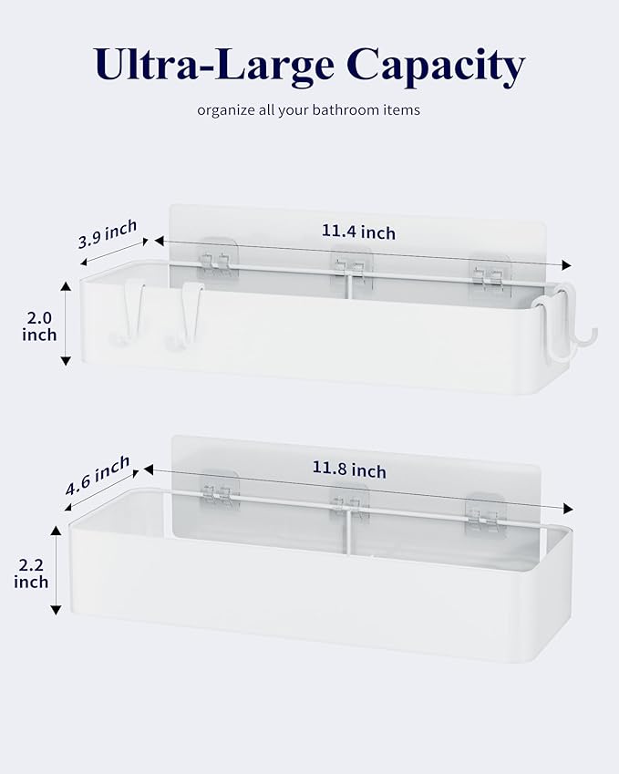 Kitsure Shower Caddy Adhesive, Stylish Shower Organizer, Large, White - Image 2