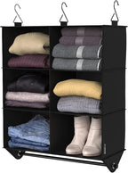 ClosetMaid 6-Shelf Fabric Hanging Closet Organizer with Garment Rod for Shirts, Sweaters, Pants, Hats, Shoes, Purses with Charcoal Black Finish by Unknown