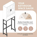 USHOWER White Over The Toilet Storage Cabinet with Barn Doors - Image 9