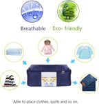 Blanket Storage Bags Pillow Bedspread Bedding Clothes Organizer Storage Containers With Zippers Breathable and Moistureproof. (Navy blue 2pcs, L) - Image 3