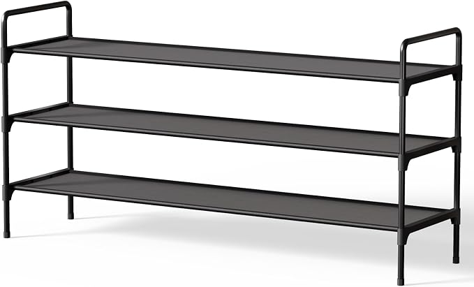 Kitsure Shoe Rack for Closet, Shoe Storage, 42.1" Wide - 3 Tiers, Black | Shoe Organizer for Closet, Entryway, Living Room, Space-Saving Shoe Shelf, Sturdy Zapateras Organizer by Kitsure