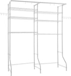 VEVOR Over The Washer and Dryer Storage Shelf, 6 Tier Laundry Room Drying Rack with Hanger Rod and Hooks, Adjustable Over Washer and Dryer Shelves, Laundry Room Shelf Storage Space Saver, White - Image 9