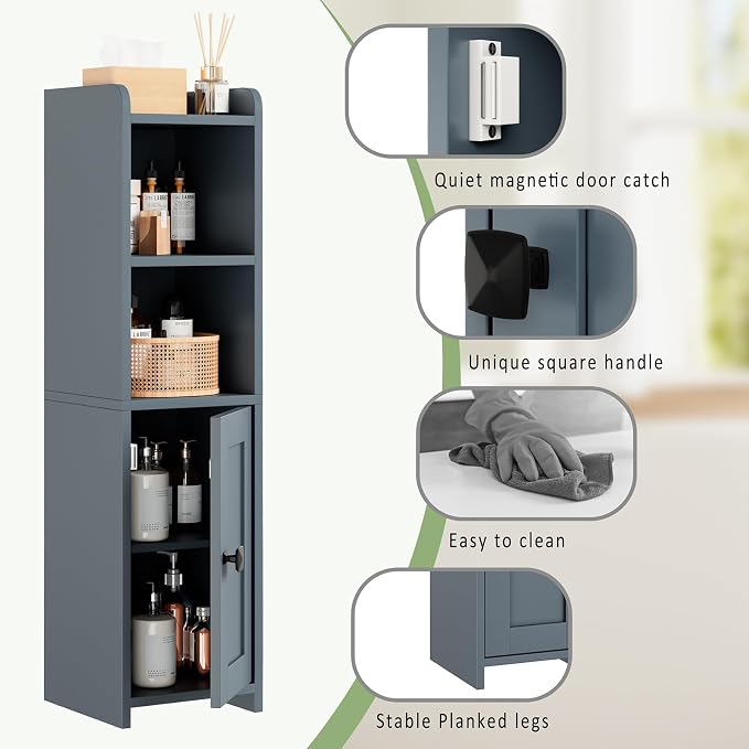 Lomojo Small Bathroom Storage Cabinet Corner, 7.87" Dx7.87 W x31.5 H (Gray) - Image 6