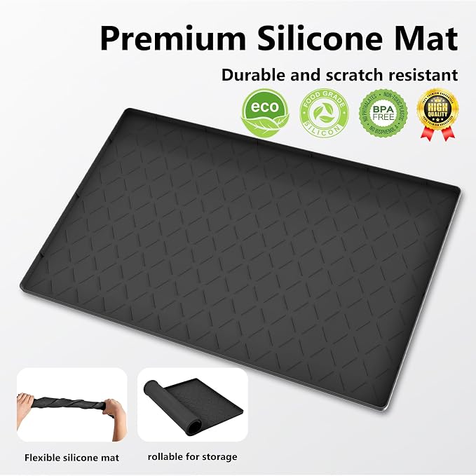 Mateeylife Under Sink Mat Kitchen Waterproof, Silicone Sink Tray 28"X19" - Image 2