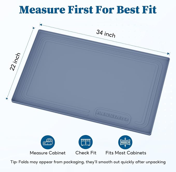 Waterproof Under Sink Mat 34"x22", Silicone Mat, Dark Blue - Image 2
