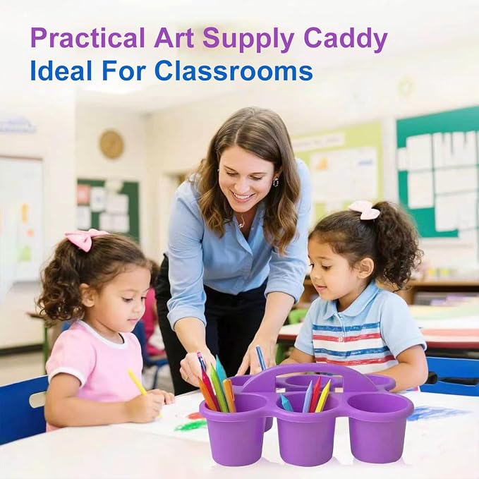 6-Pack Classroom Caddy Organizer with Handle, Vibrant Multicolor - Image 2