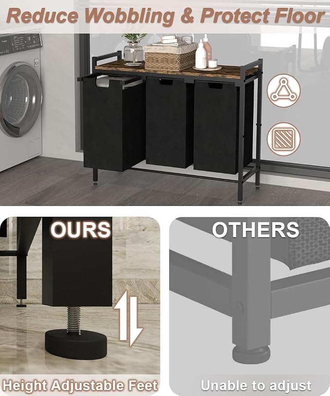 10 x 3 Gal Large Laundry Hamper, Rustic Brown and Black - Image 4