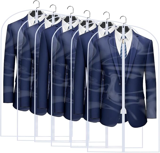 Clear Garment Bags for Hanging Clothes Travel (Set of 6) Suit Bags for Closet Storage Clothes Storage Bags Closet Cover for Open Closet with Zipper for Coats, Jackets, Shirts by HomeClean