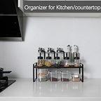 Expandable Cabinet Shelf Organizer Riser for Kitchen Pantry Cupboard Under Sink Countertop (black, 8.2’’D * 12.2-21.6’’W * 7.7’’H) - Image 3