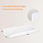 upsimples 2 Pcs 15" Acrylic Shelves for Wall Organize and Display, White - Image 3