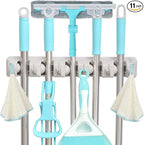 C-CHAIN Mop and Broom Holder, 5 Position with 6 Hooks Garage Storage Holds up to 11 Tools, Multipurpose Wall Mounted Tool Rack Organizer for Kitchen Garage by C-CHAIN