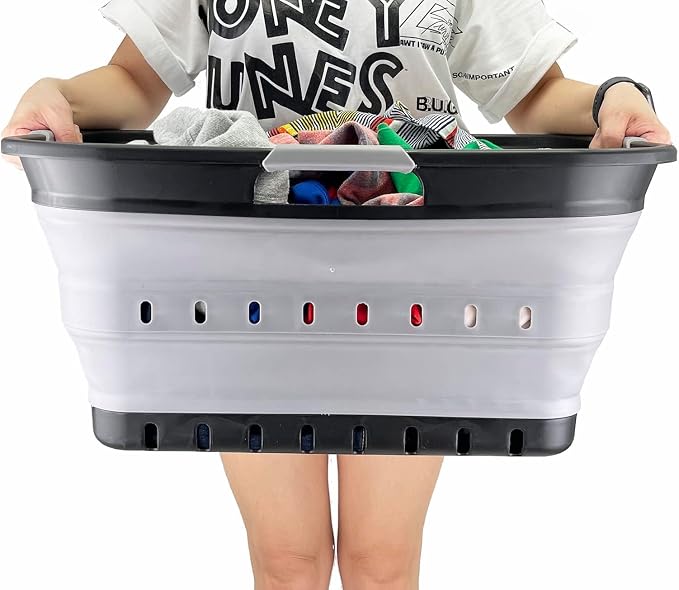 SAMMART 42L (11 gallon) Collapsible Plastic Laundry Basket - Foldable Pop Up Storage Container/Organizer - Portable Basket - Space Saving Hamper/Basket - Image 7