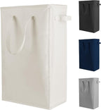 Odonata Slim Laundry Hamper Handles Collapsible Laundry Basket Thin Dirty Clothes Basket Narrow Laundry Bag Foldable Dirty Hamper 45L (Beige) by Odonata
