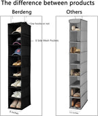 Berdeng Hanging Shoe Organizer for Closet with Side Mesh Pockets，Hat Racks for Baseball Caps，Shoe and Hat Holder & Storage，8-Shelf，Black，1 Pack - Image 4