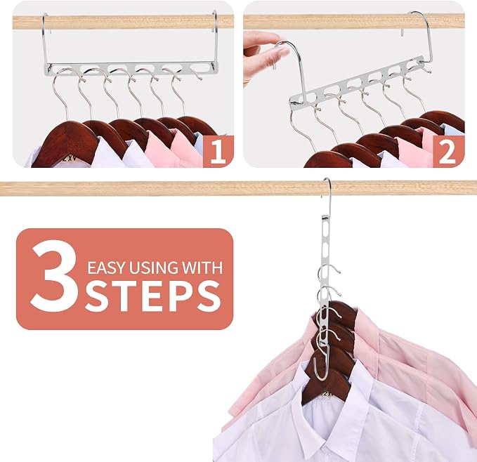 Metal Space Saving Hangers for Clothes, Collapsible Hanger Organizer 10Pack - Image 3