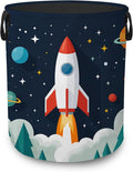 Rocket Outer Space Collapsible Laundry Hamper,Planet Stars Waterproof Oxford Cloth Clothes Basket with Handles for Bathroom Bedroom Nursery Dorm Room,16" x 20" by UIUPRO