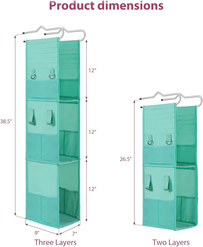 LOVEGRASS 3 Shelf Locker Organizer, Locker Shelf with Side Pockets, Green - Image 3