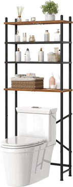 HOOBRO Over the Toilet Storage, 4-Tier Over Toilet Bathroom Organizer, Freestanding Above Toilet Shelf with Adjustable Feet, Space Saving, Easy to Assemble, Rustic Brown and Black BF64TS01 by HOOBRO