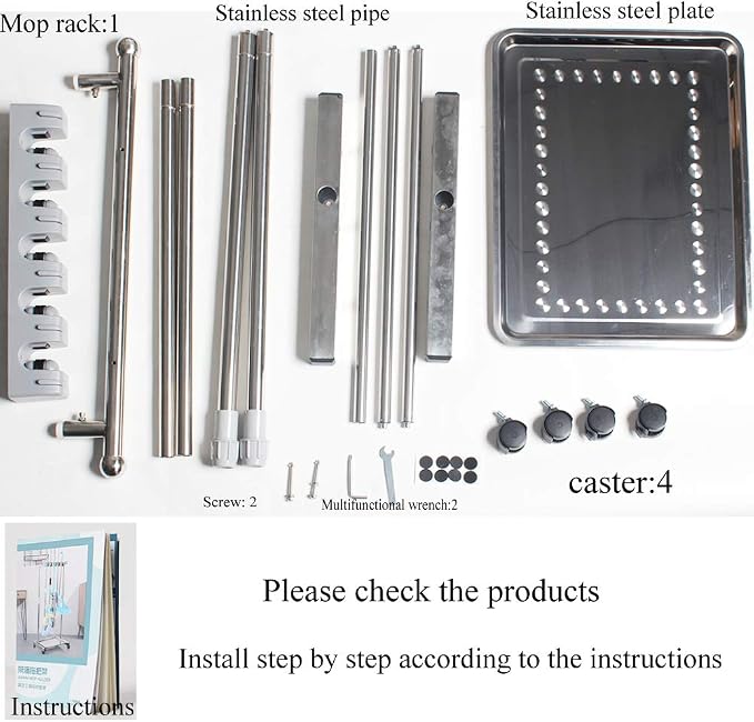 movable mop broom holder put wet mops floor standing cleaning tool rack stainless for schools, hospitals, factories, hotels, restaurant, etc. - Image 6