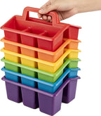 Plastic Caddy With Handle,Protable Classroom Craft Caddy, 6-pack Storage Caddy For Pencil,Pen,Craft Tools (Rainbow Color) by FindScrapblooms