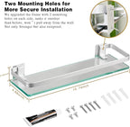 VOLPONE Bathroom Wall Shelf 15.7in Bathroom Glass Shelves Wall Mount Glass Shelf Rustproof Bathroom Wall Organizer 3 Tier (Sliver) - Image 2