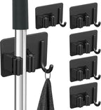 6Pcs Mop Broom Holder No Drill SUS304 Stainless Steel, Heavy Duty Tool Organizer Rack Rake and Shovel Handle, Storage Rack Self Adhesive for Bathroom, Laundry, Kitchen, Garage, Garden by YingEntersHome