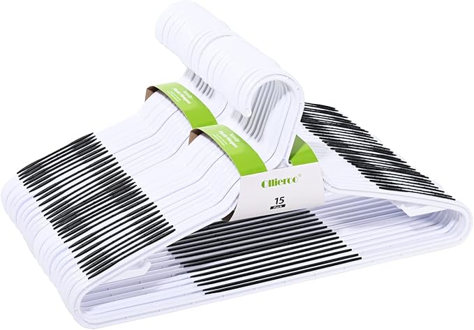 Plastic Clothes Hangers 30 Pack, Hangers with Grip Black by Ollieroo