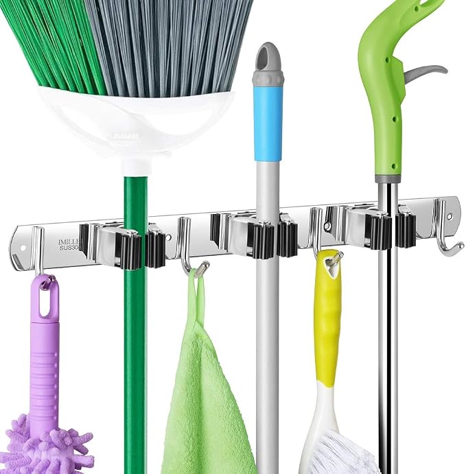 IMILLET Broom Holder Wall Mount,Heavy Duty Garage Organization Broom Hanger by IMILLET