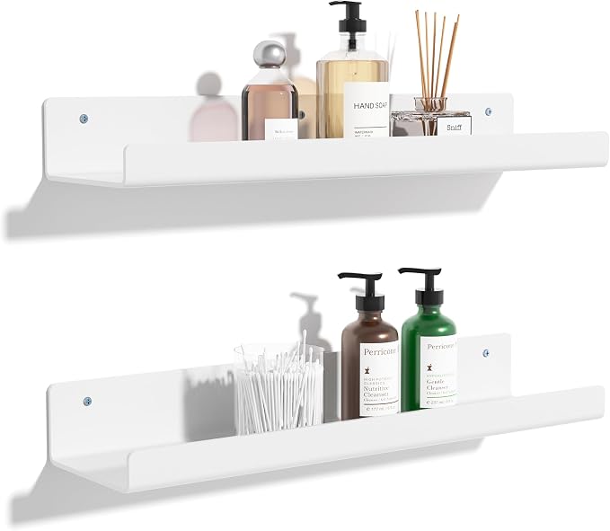 upsimples 2 Pcs 15" Acrylic Shelves for Wall Organize and Display, White by upsimples