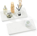 2PCS 10"x 5" Large Bathroom Sink Vanity Trays, Water Absorbing Diatomite Stone Quick Drying Mat for Kitchen Counter, Dish Rack Dispensers Sponge Holder Caddy Organizer, Marble White, 10"x 5" by Razborci