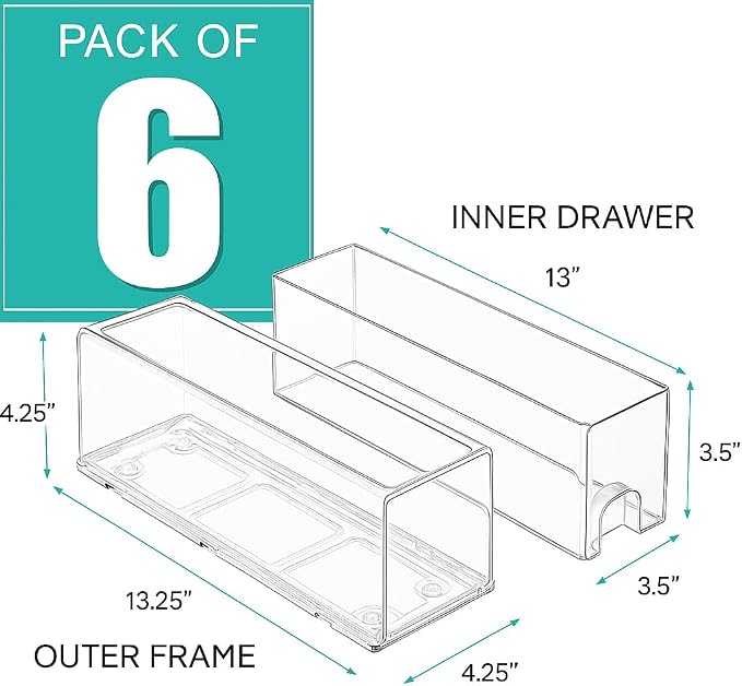 Sorbus Clear Stackable Storage Drawers with Pull-Out Bins (Small, 6 Pack) - Image 3