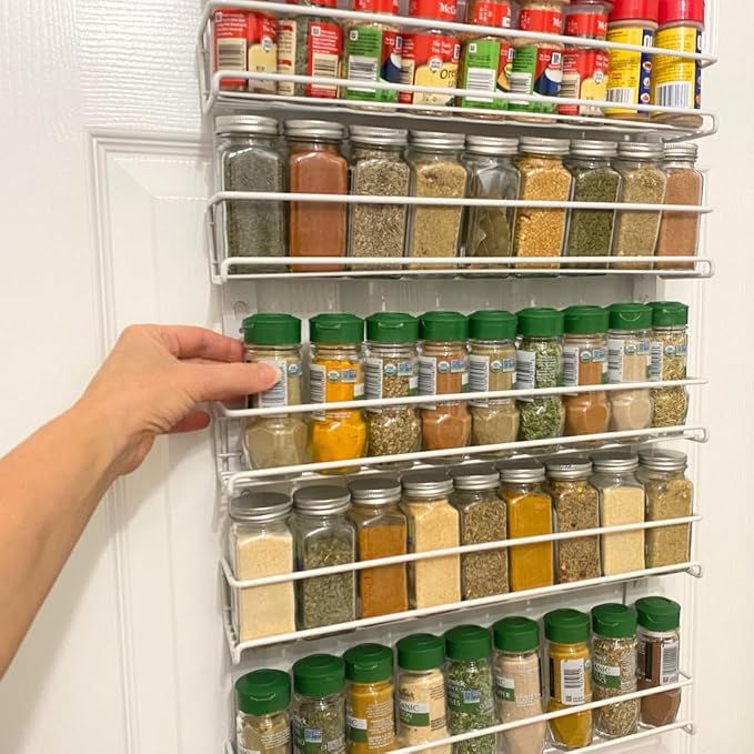 Evelots Over the Door Spice Rack Organizer, 6-Tier, Holds 54 Spices, White - Image 5