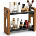 2-Tier Acacia Wood Bathroom Countertop Organizer and Storage, Vanity Bathroom Sink Organizer Shelf for Skin Care Makeup Cologne and Perfume, Small Dresser Counter Organizer-Brown by Tviorst