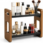 2-Tier Acacia Wood Bathroom Countertop Organizer and Storage, Vanity Bathroom Sink Organizer Shelf for Skin Care Makeup Cologne and Perfume, Small Dresser Counter Organizer-Brown by Tviorst