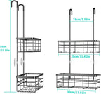 HapiRm Hanging Shower Caddy Organizer - No Drilling Shower Organizer with Hooks, Rustproof & Waterproof 304 Stainless Steel Bathroom Shelves - Black - Image 7
