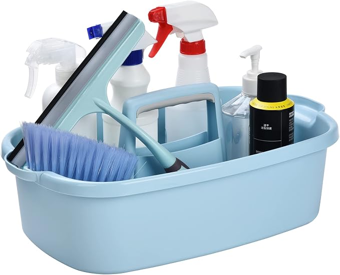 Haundry Large Cleaning Supplies Caddy with Handle, Plastic Storage Bucket Organizer for Cleaning Products, Shower Caddy Basket for Car, Dorm, Bathroom, Garden, Kitchen - Blue by Haundry