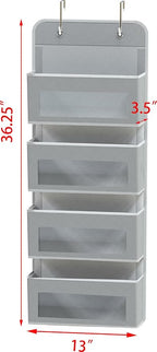 Simple Houseware 4 Clear Window Pocket Over Door Hanging Organizer, Gray - Image 2