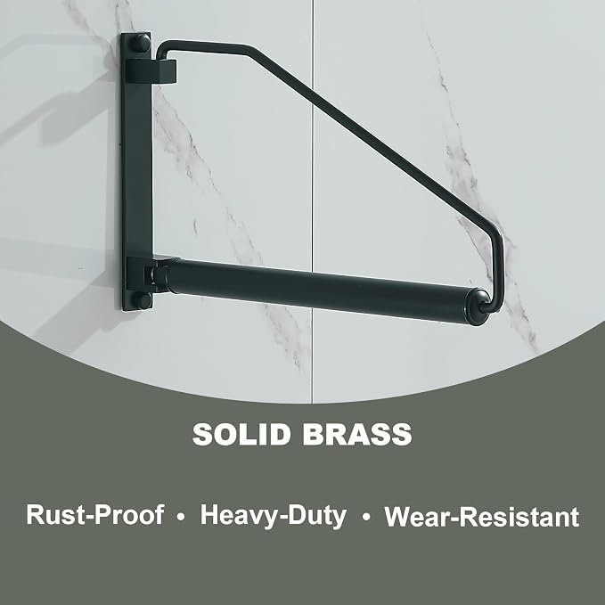 NEWRAIN Folding Clothes Hanger Rack, Wall Mounted Laundry Racks for Drying Clothes,Swing Clothing Hanging System Drying Closet Storage Organizer Black - Image 2