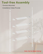 ALLZONE Adjustable Over The Toilet Storage Shelf, 4-Tier Ample Bathroom Organizer and Storage, Tension Mounted Above Toilet Storages Cabinet for Versatility, Fits 66-113 Inch Heights, White - Image 9