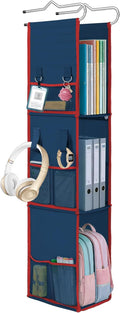LOVEGRASS 3 Shelf Locker Organizer with Side Pockets, Navy Blue and Red by LOVEGRASS