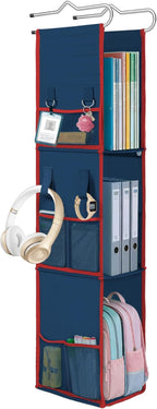 LOVEGRASS 3 Shelf Locker Organizer with Side Pockets, Navy Blue and Red by LOVEGRASS