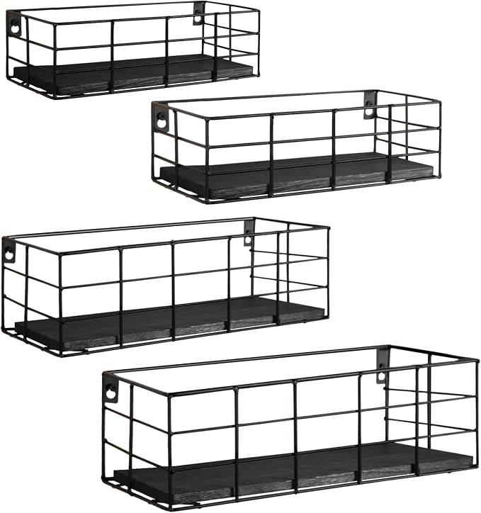 Fixwal Wire Frame Floating Shelves for Wall 4 Different Sizes, Black by Fixwal