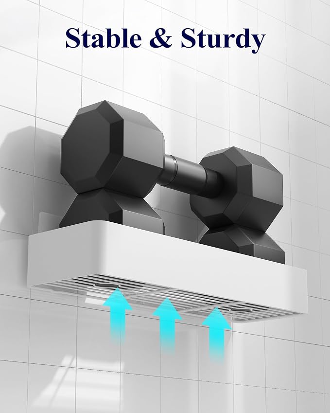 Kitsure Shower Caddy Adhesive, Stylish Shower Organizer, XX-Large, White - Image 4