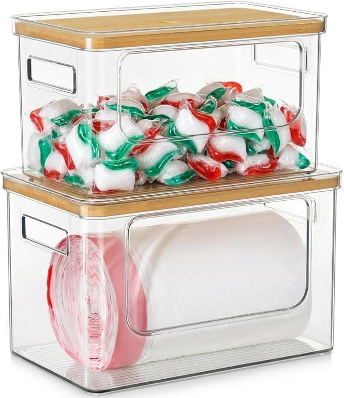 Hudgan Trash Bag Dispenser Under Sink, 2 in 1 Garbage Bag Holder Dishwasher Pods Organizer for Kitchen Pantry Laundry Room by HUDGAN