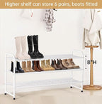 KEETDY 3-Tier Long Shoe Rack for Closet Metal Shoe Organizer for Entryway, Wide Stackable Shoe Storage Shelf with Sturdy Wire Grid for Closet Floor, Bedroom, White - Image 4